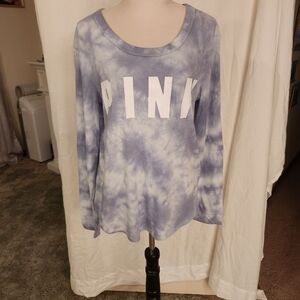 PINK Victoria's Secret Blue Tie-Dye Long Sleeve Tee